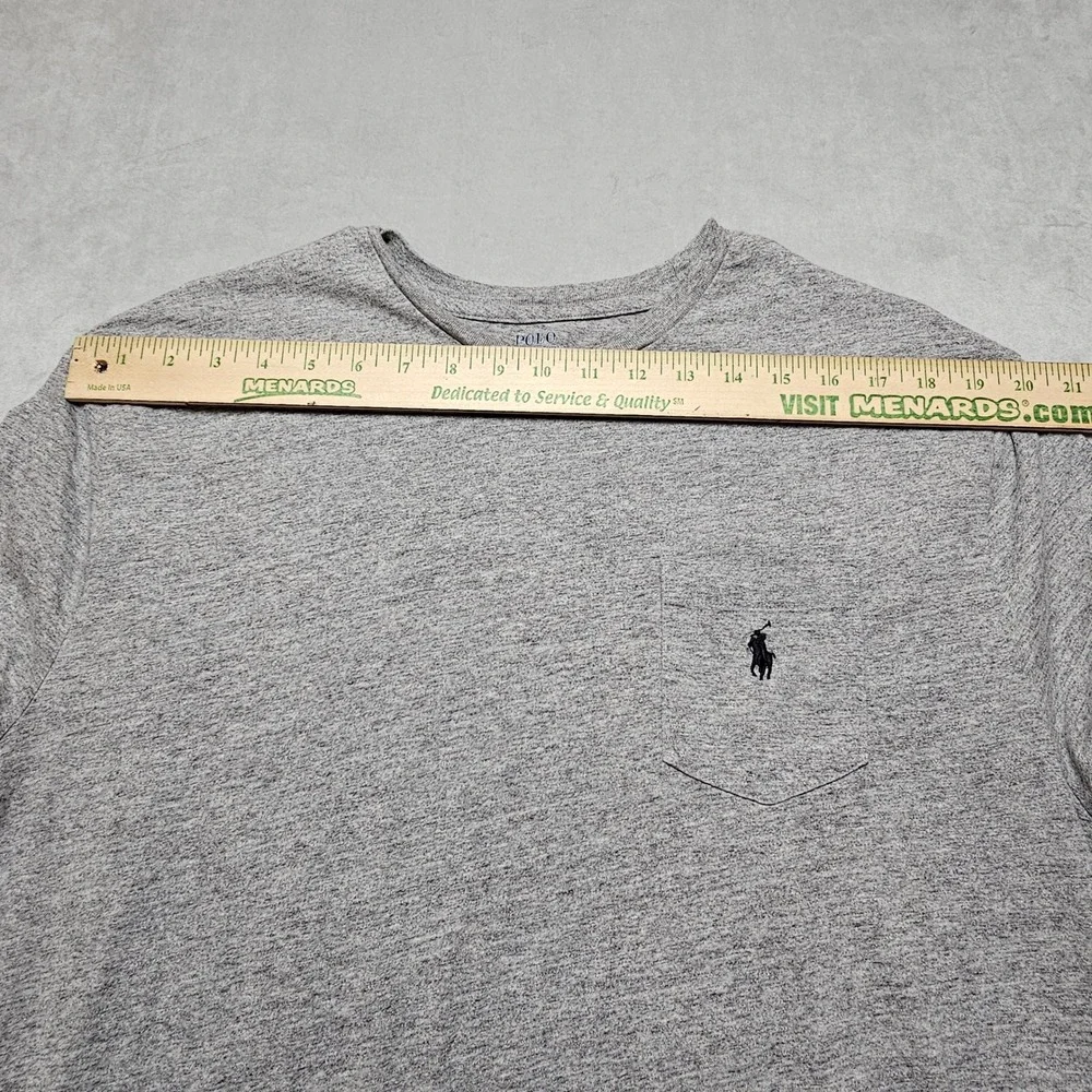 Polo Ralph Lauren Mens Grey Heather Pocket T-Shirt Short Sleeve Pony‎ Logo XL